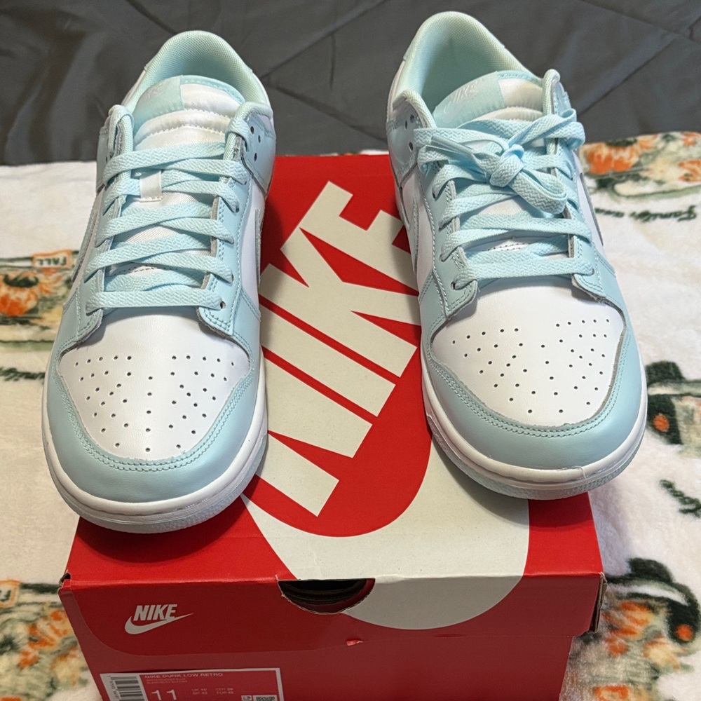 Nike Sky Blue and White Low-Top Sneakers - Picture 1 of 7